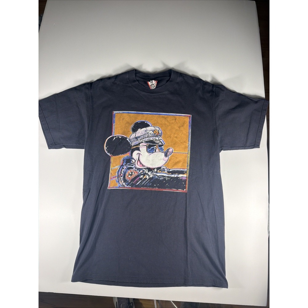 Vintage 90s Disney Mickey Mouse Biker T-Shirt Men's L USA Motorcycle